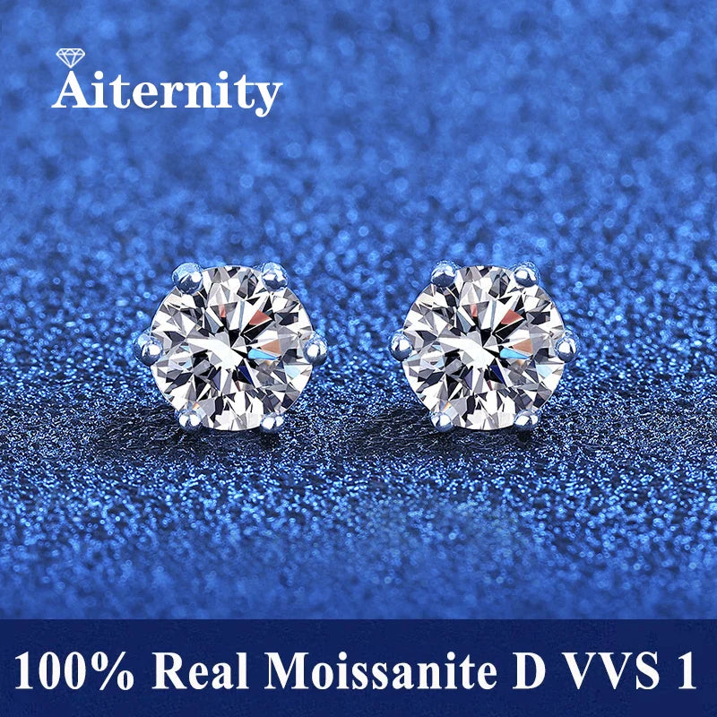 GRA Certified 100% Moissanite Earrings 925 Sterling Silver Studs For Women