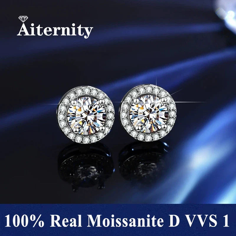 GRA Certified 100% Moissanite Earrings 925 Sterling Silver Studs For Women