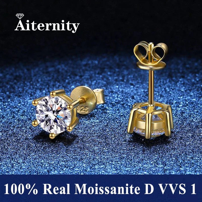 GRA Certified 100% Moissanite Earrings 925 Sterling Silver Studs For Women