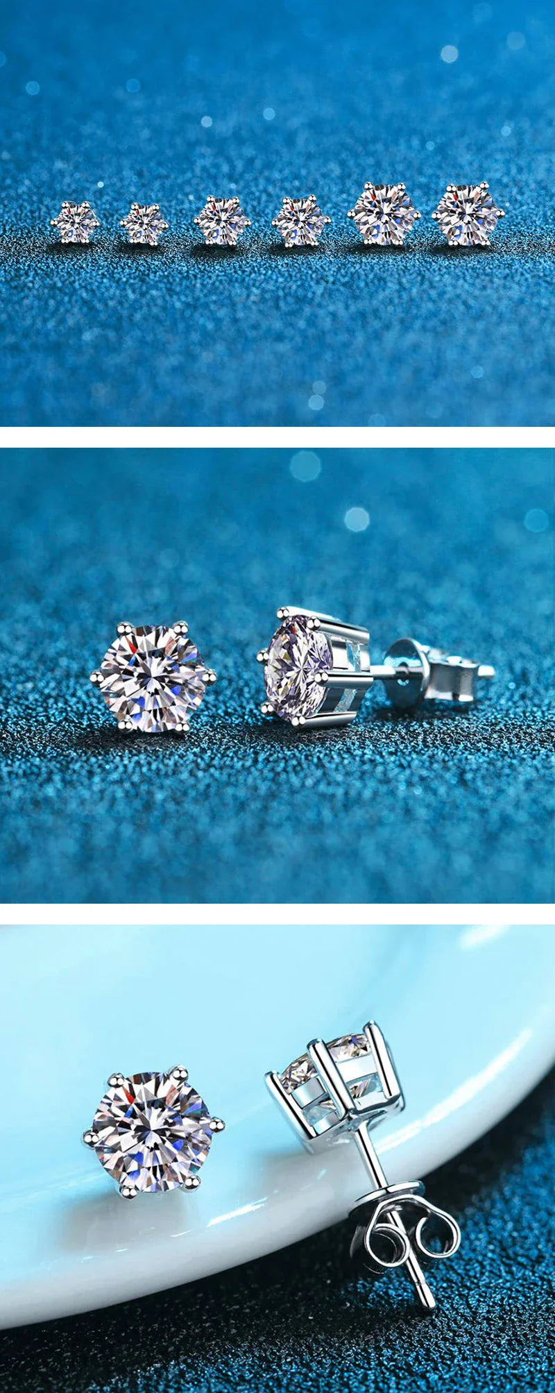GRA Certified 100% Moissanite Earrings 925 Sterling Silver Studs For Women