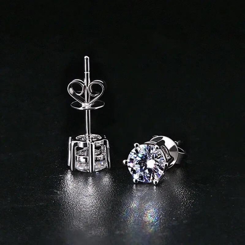 GRA Certified 100% Moissanite Earrings 925 Sterling Silver Studs For Women