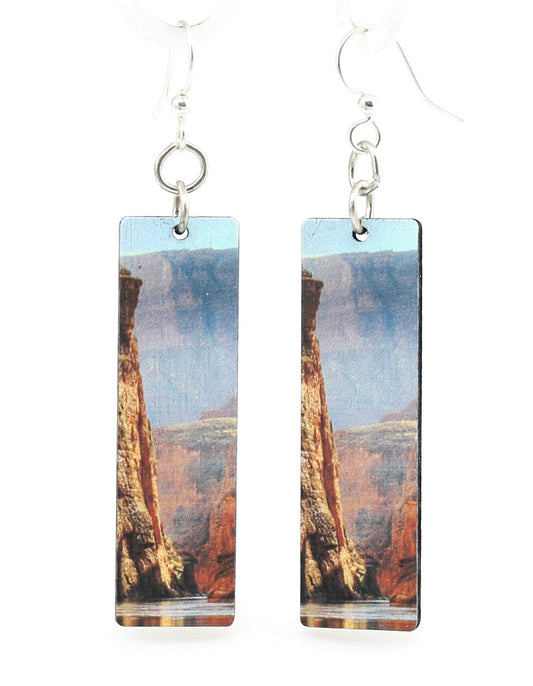 Grand Canyon Wood Earrings Lightweight Rectangle Dangle