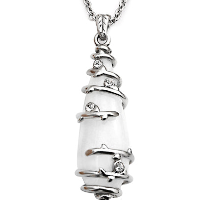 Grape Vine Necklace Silver Pendant With Crystal Accents