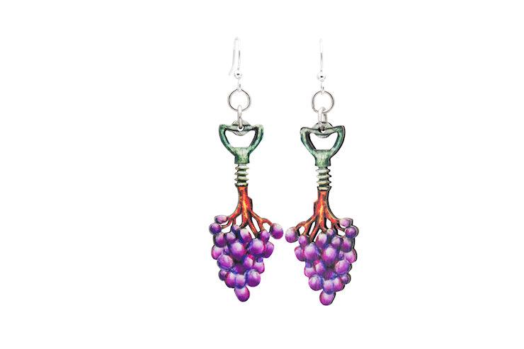 Grapevine Dangle Earrings Purple Grape Cluster Drops