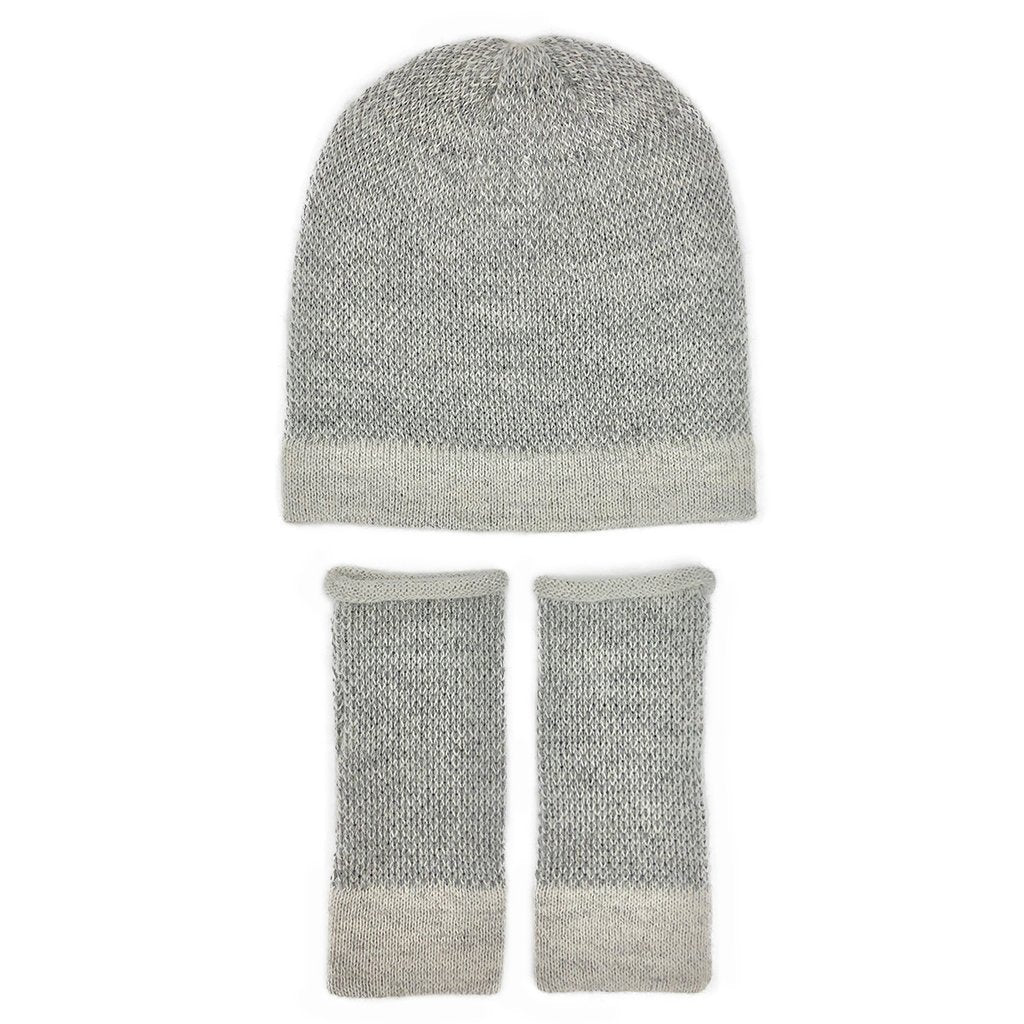 Gray Interwoven Alpaca Fingerless Gloves Long Wrist Warmers With Thumb Slit