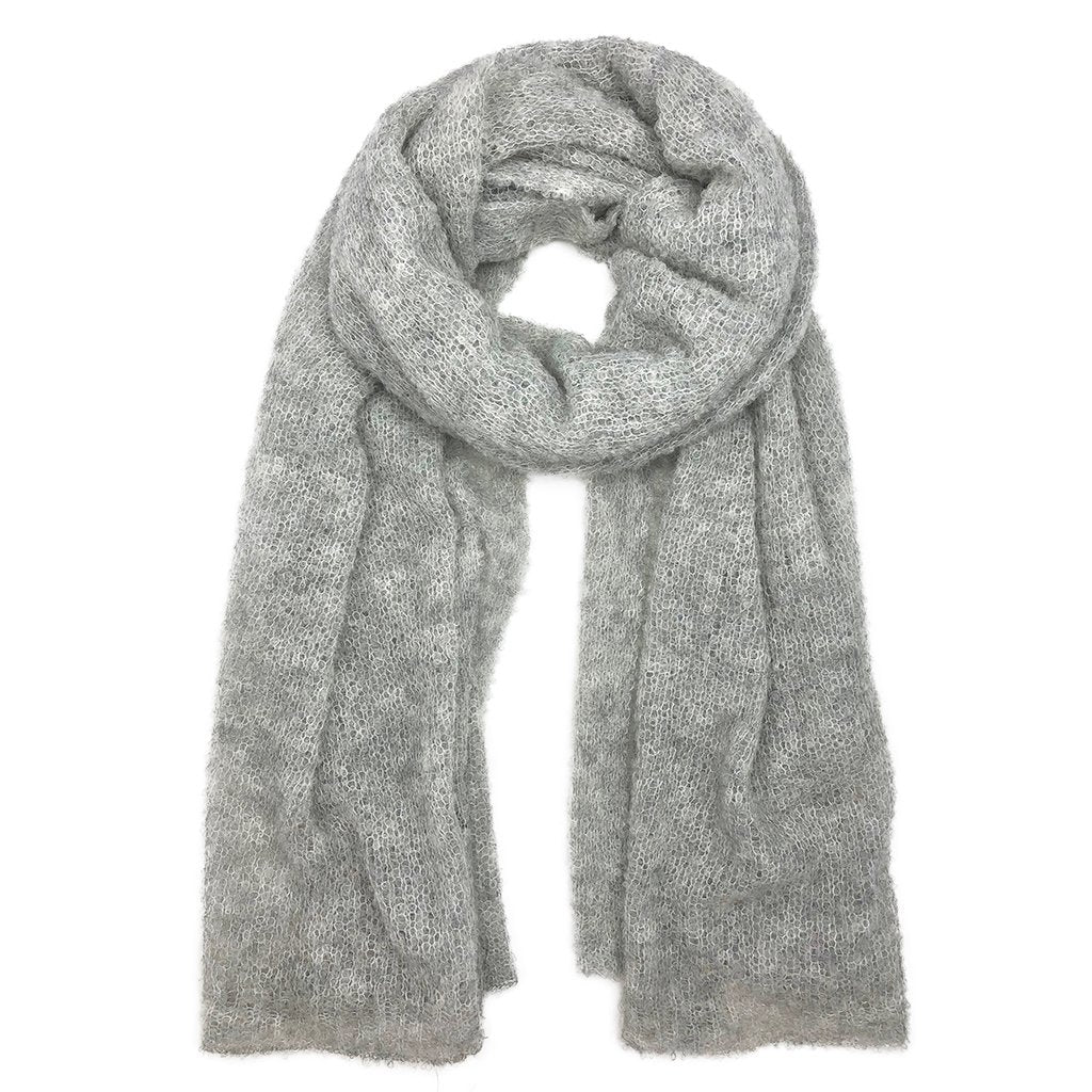 Gray Ultra Plush Alpaca Scarf Lightweight Cozy Shawl