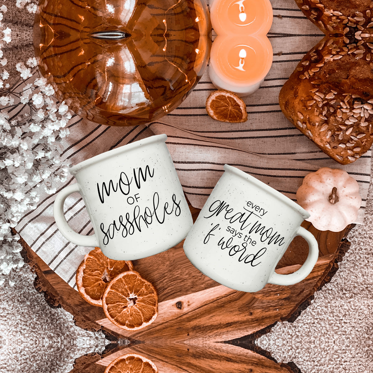 14.5oz Ceramic Campfire Mug - Every Great Mom Says, Speckled Ivory Double-Sided