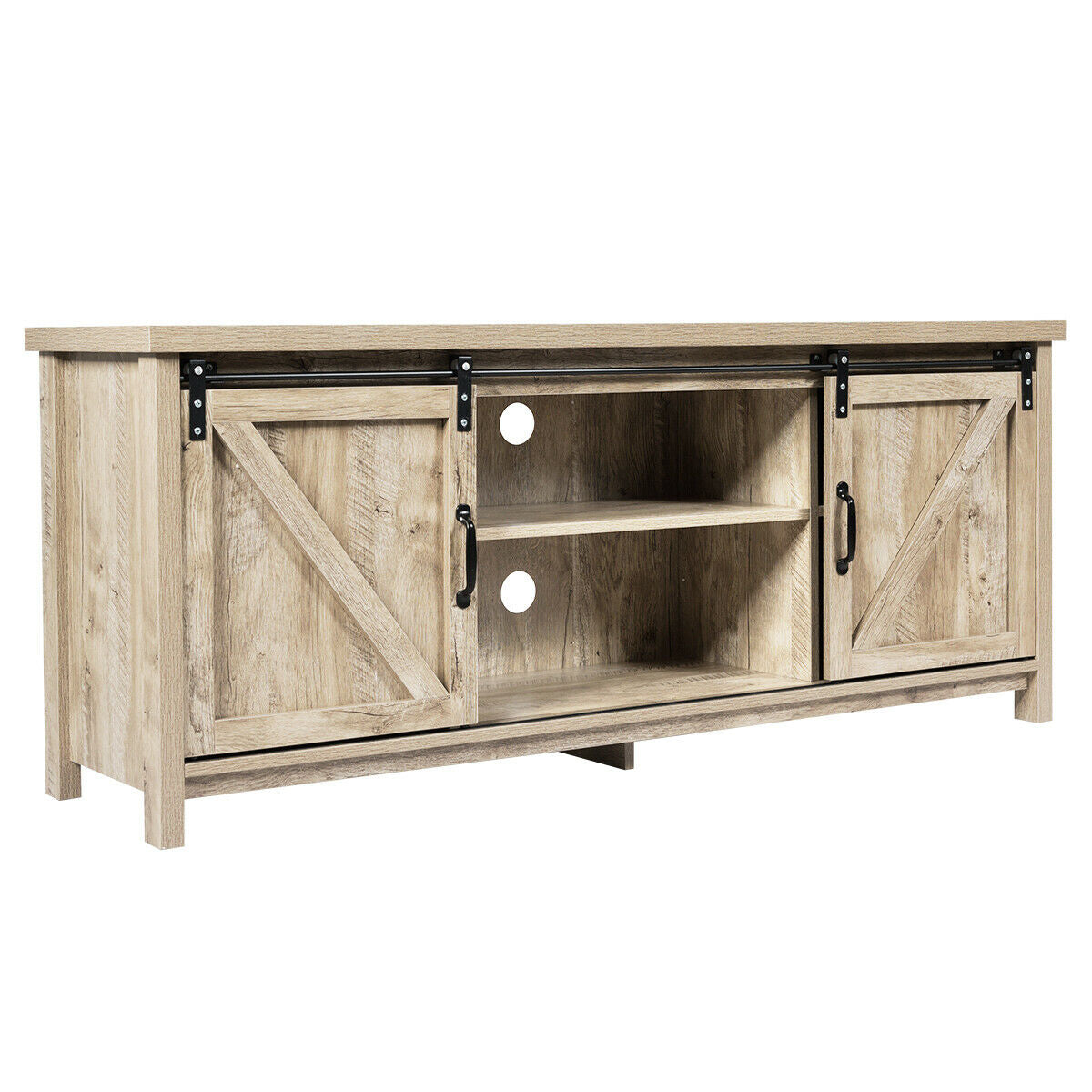 TV Stand Media Center Console Cabinet with Sliding Barn Door