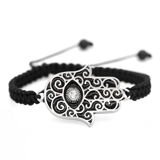 Hamsa Hand Woven Bracelet Adjustable Macrame Evil Eye