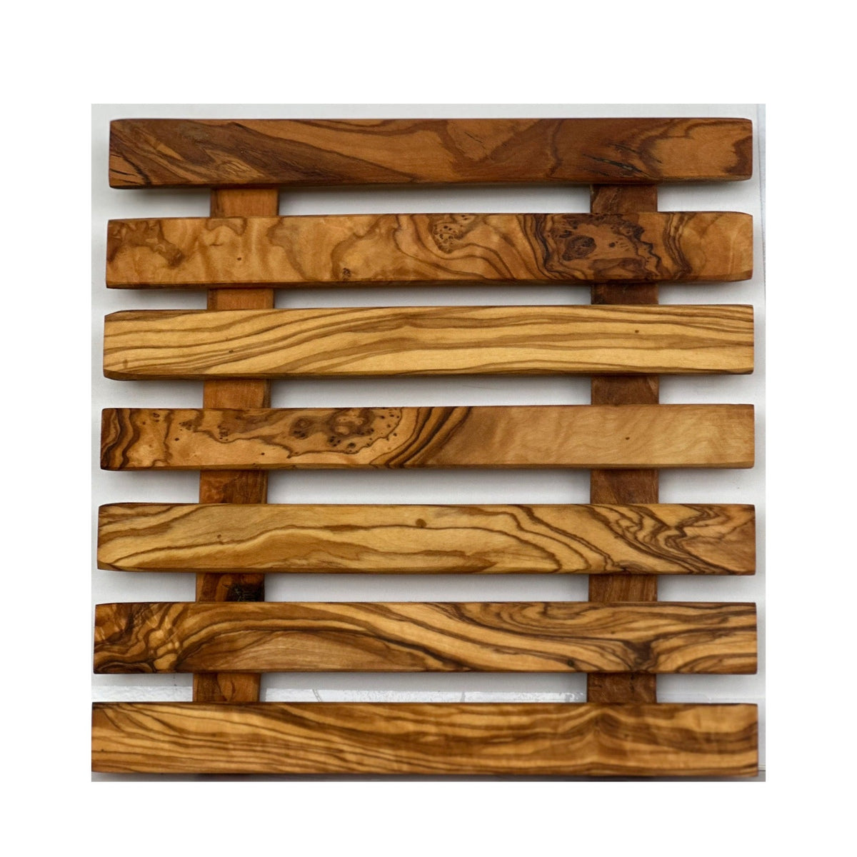 Olive Wood Pan Coaster - Handcrafted Square Trivet For Hot Pans Kitchen
