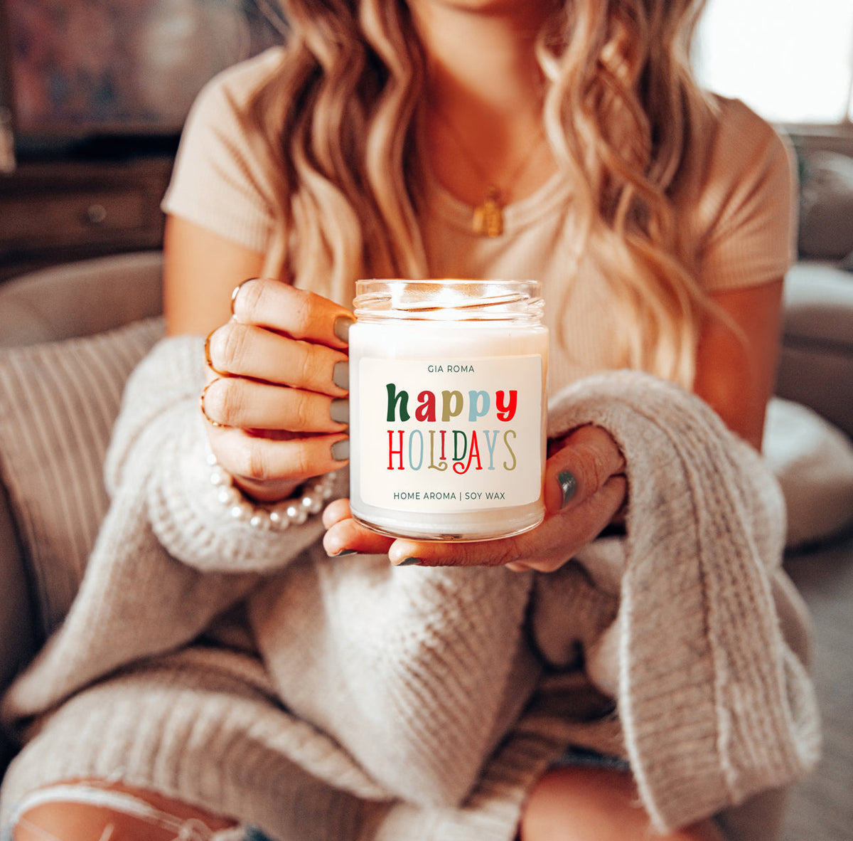 Pine Orange Holiday Candle 9oz Soy, Fresh Christmas Tree, Birch Vetiver