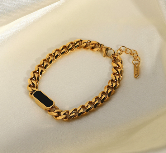 Hayden Gold Chain Bracelet With Mystic Black Inlay Slim