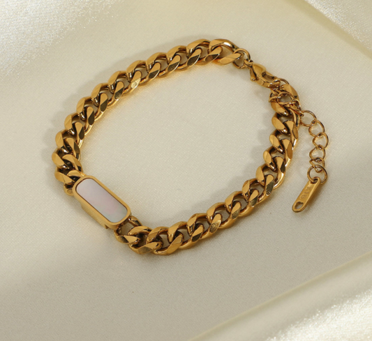 Hayden White Inlay Gold Chain Bracelet For Women Adjustable