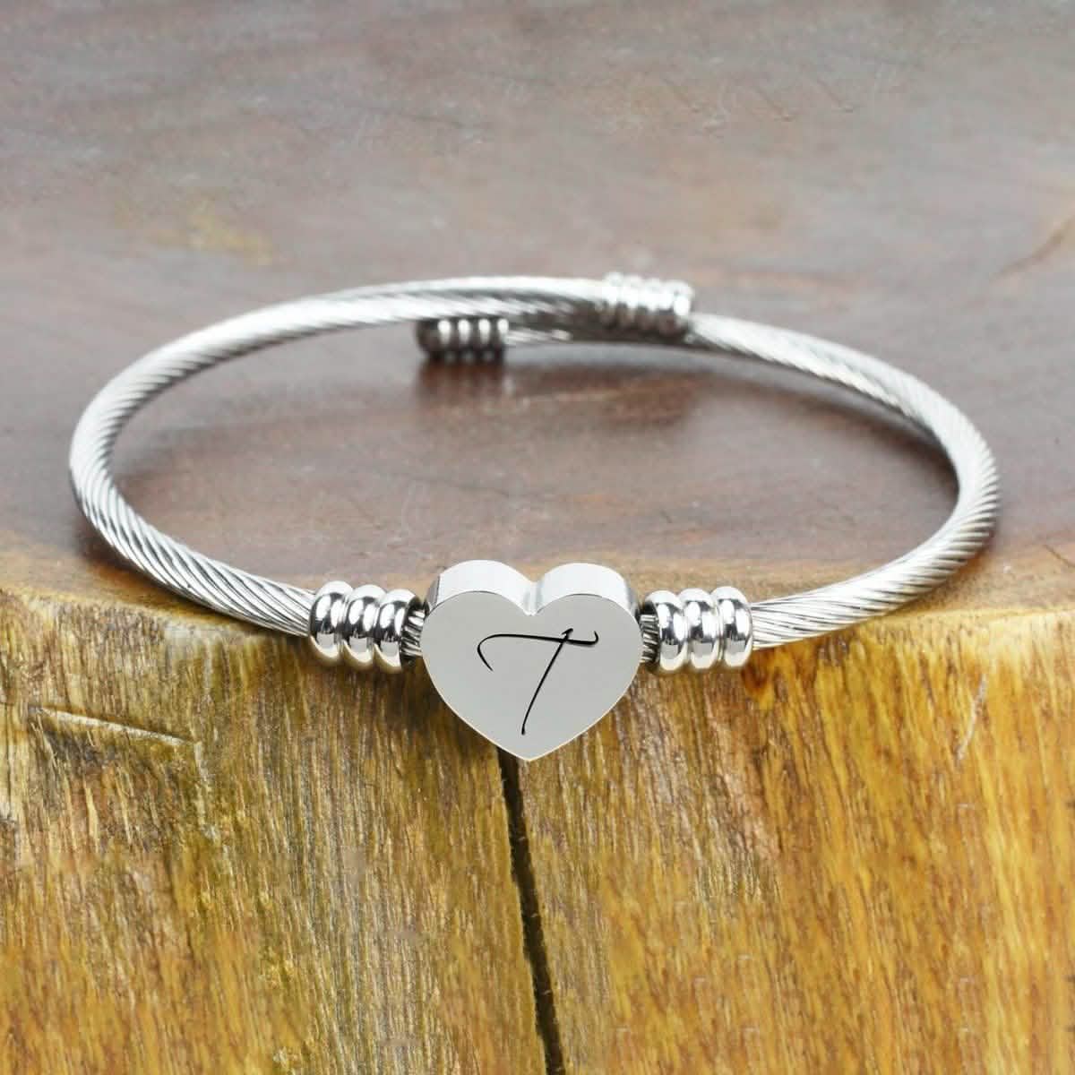 Pulsera con Inicial y Corazón Hipoalergénica y Ajustable