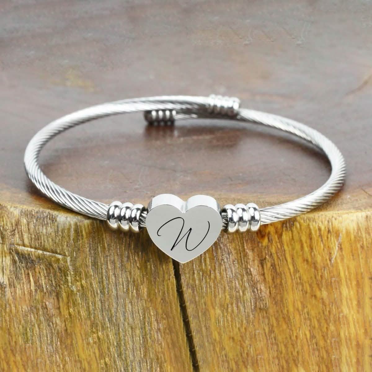 Pulsera con Inicial y Corazón Hipoalergénica y Ajustable