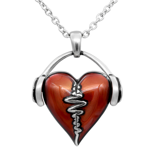 Heartbeat Heart Necklace Pendant Silver Plated Gift