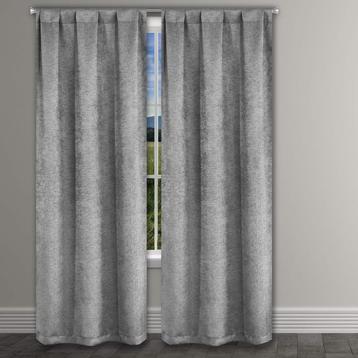 Heavy Suede Embossed Textured Blackout Thermal Window Curtain Pair Panel