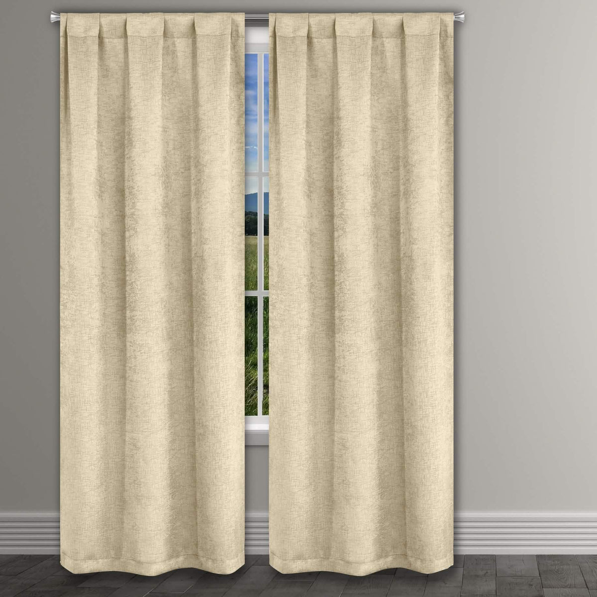 Heavy Suede Embossed Textured Blackout Thermal Window Curtain Pair Panel