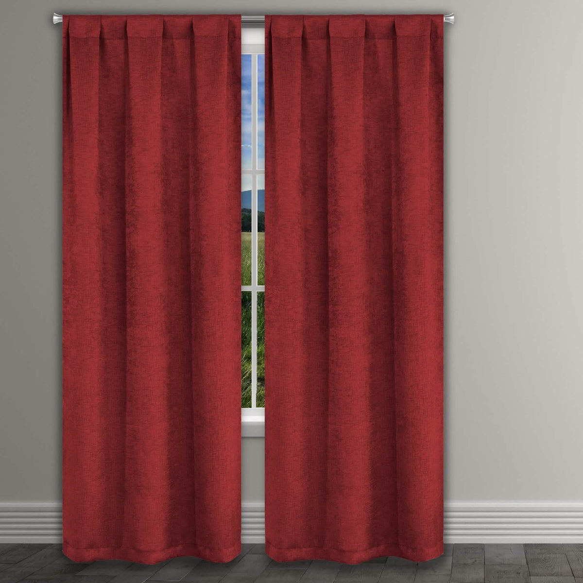 Heavy Suede Embossed Textured Blackout Thermal Window Curtain Pair Panel