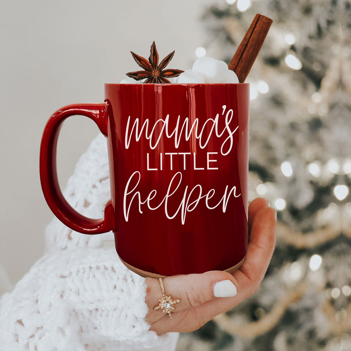 Mama's Little Helper Santa Is Judging You Ceramic Coffee Mug Red Green Holiday Funny Gift