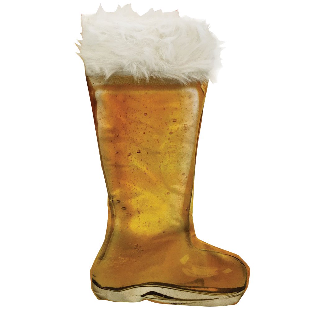 Calcetín navideño con forma de bota de cerveza