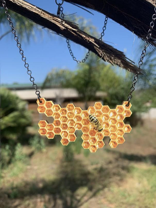 Honeycomb Bee Necklace Honeycomb Pendant For Women Gift