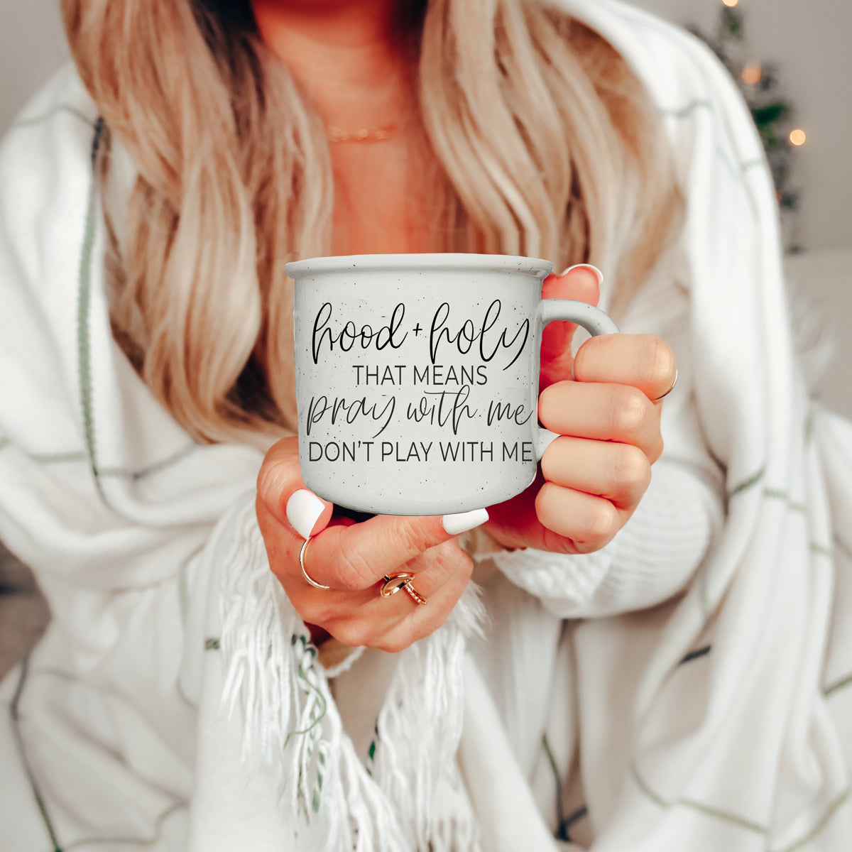 Hood Holy 14.5oz Speckled Ceramic Campfire Mug, Ivory Glaze, Microwave Safe