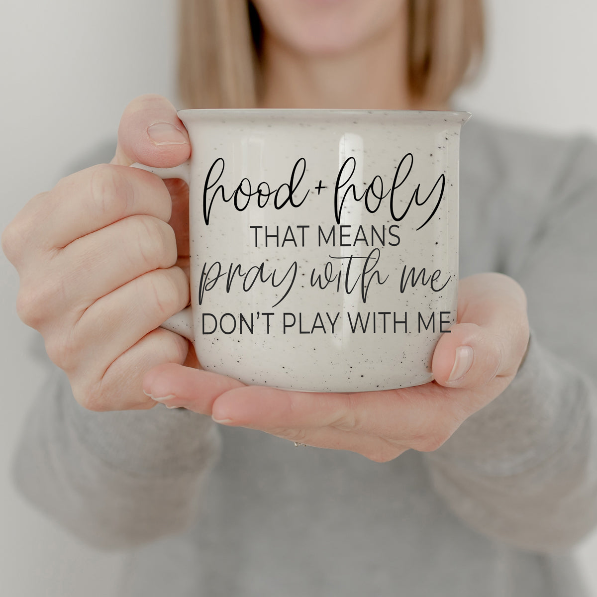Hood Holy 14.5oz Speckled Ceramic Campfire Mug, Ivory Glaze, Microwave Safe