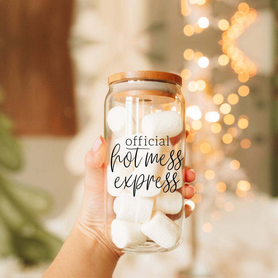 Hot Mess 17oz Glass Tumbler With Bamboo Lid, 2 Stainless Straws and Cleaner