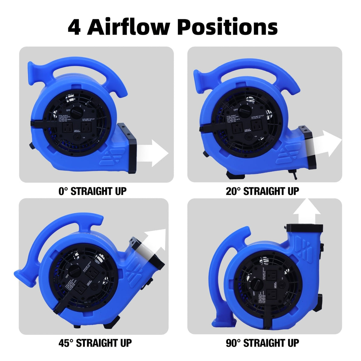 1/4 HP Air Mover Floor Drying Blower Fan with 4 Blowing Angles