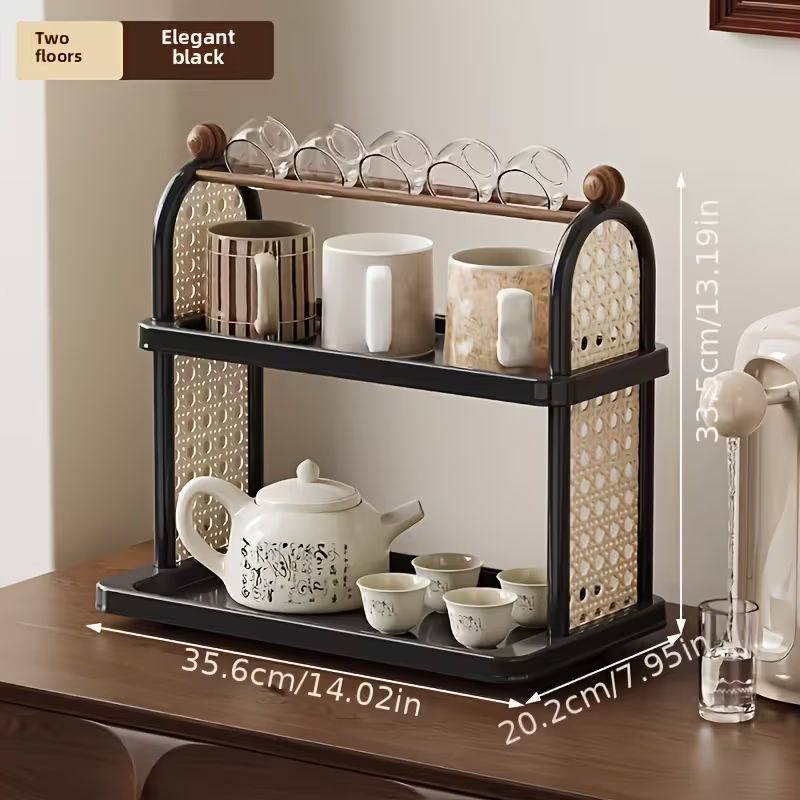 2-Tier Retro Coffee and Tea Cup Organizer Rack