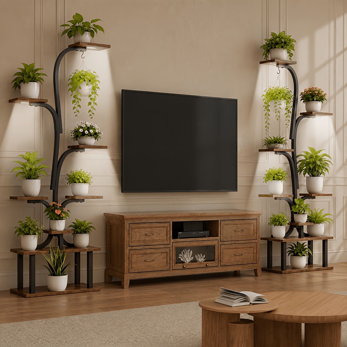 63-Inch 7-Tier Tree-Shaped Plant Stand with Grow Lights