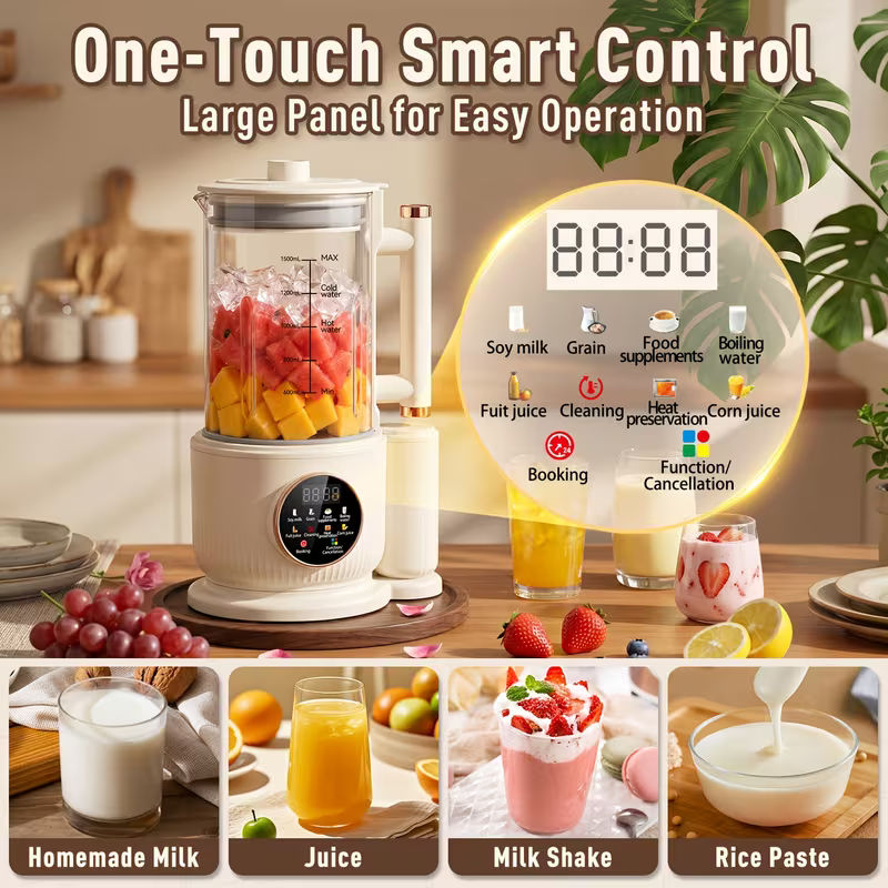 Multifunctional Automatic Heating Blender And Juicer With Self-Cleaning