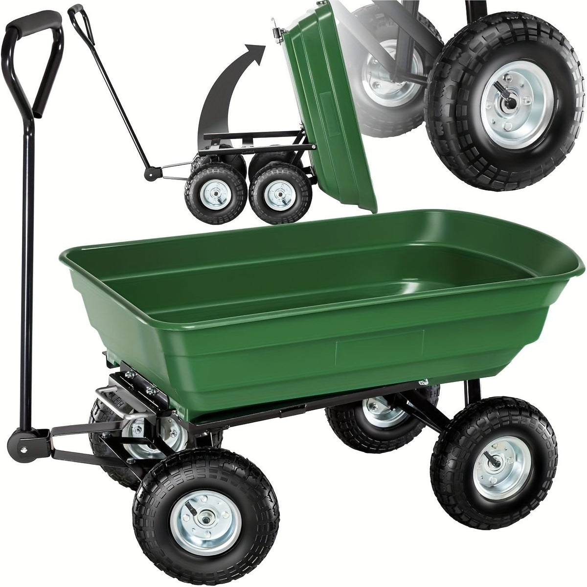 Heavy Duty Garden Cart and Yard Wagon with Dump Mechanism