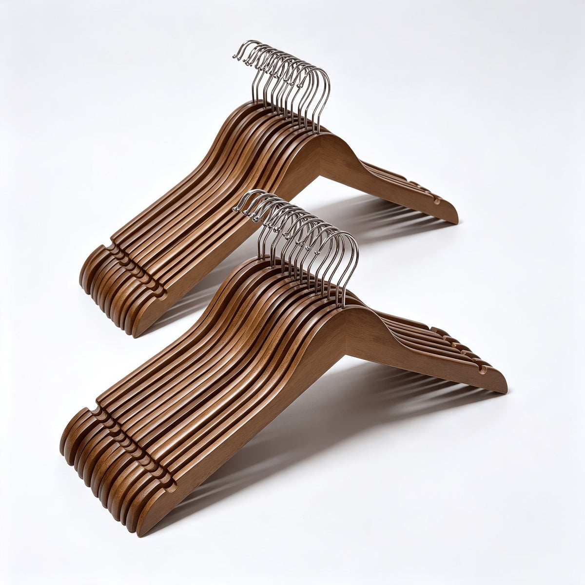 Solid Wood Clothes Hangers Set with Connector Hooks