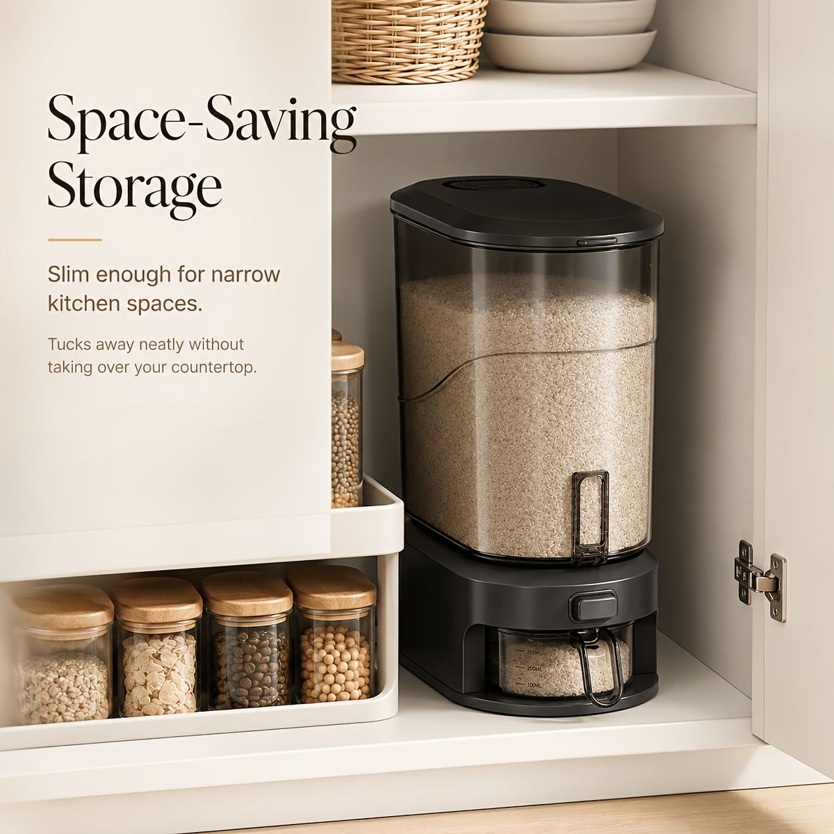 Press-Type Quantitative Rice Dispenser and Storage Box