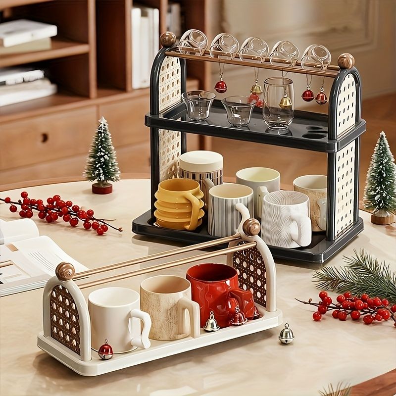 2-Tier Retro Coffee and Tea Cup Organizer Rack
