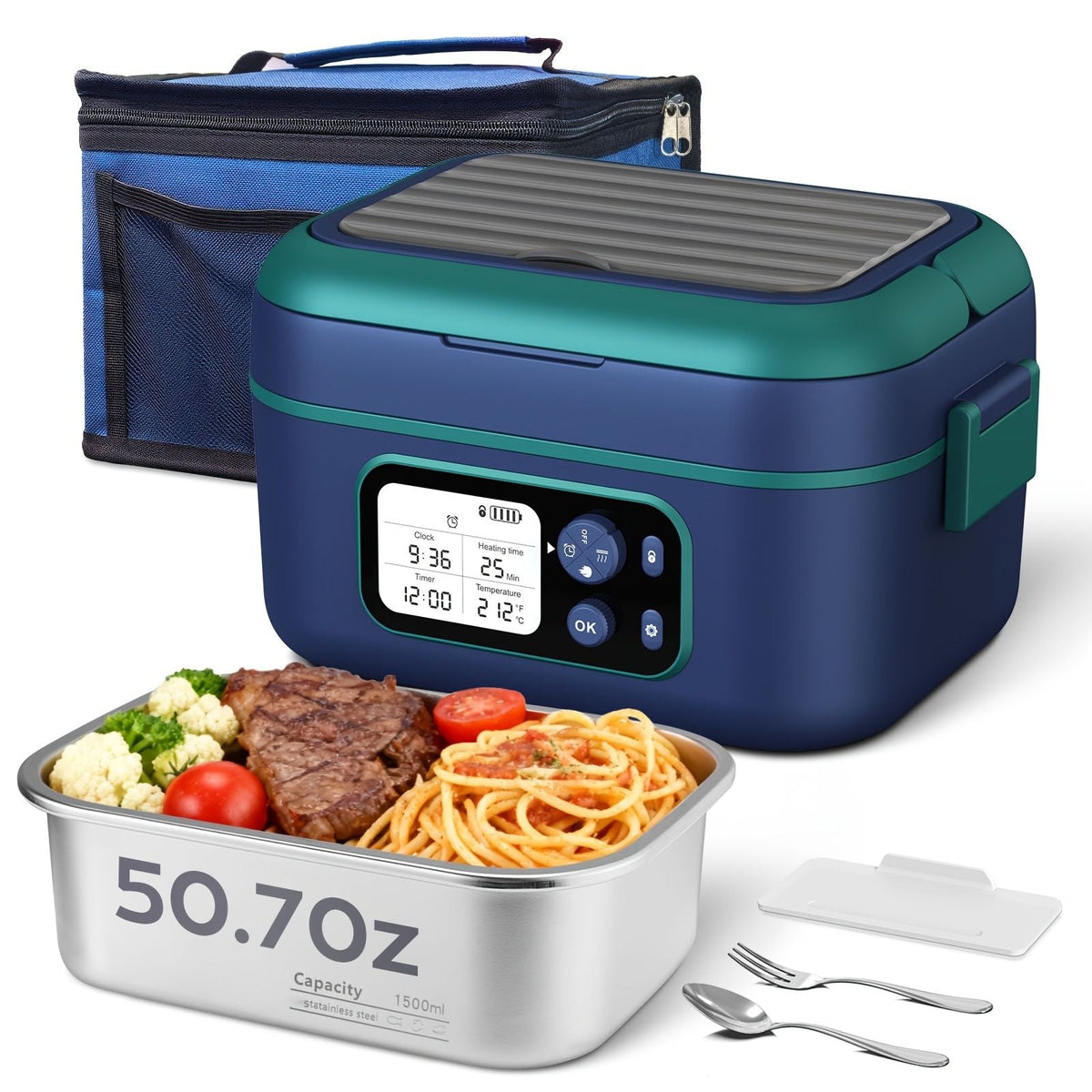 24000mAh Cordless Self-Heating Lunch Box with Schedule Timer