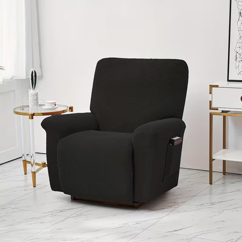 4-Piece Elastic Fleece Recliner Sofa Protective Slipcover Set