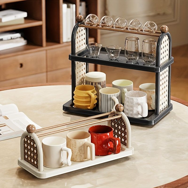 2-Tier Retro Coffee and Tea Cup Organizer Rack