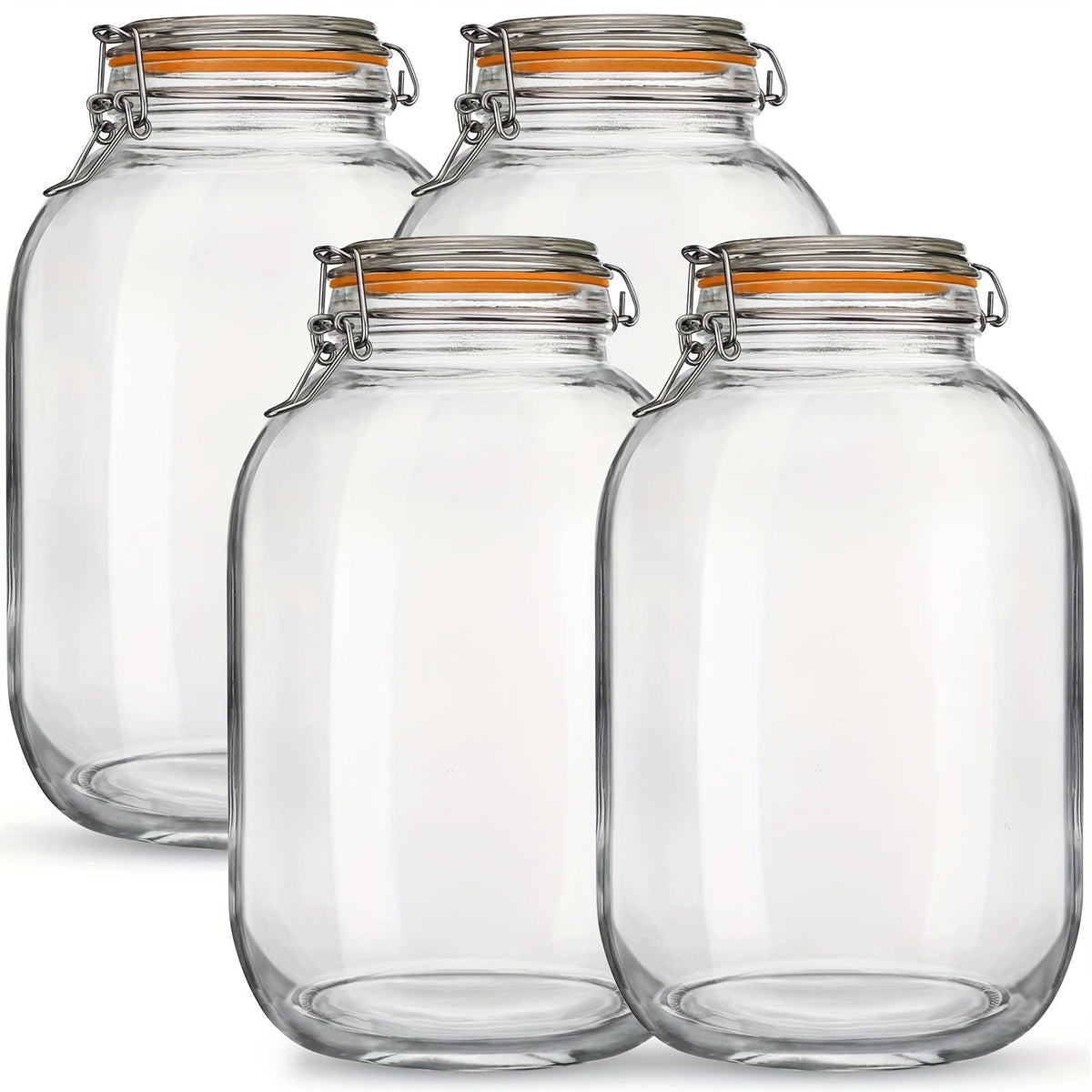 4-Pack 1-Gallon Glass Mason Jars with Airtight Hinged Lids