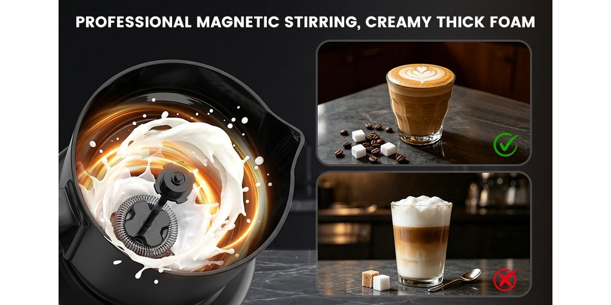 Electric Milk Frother and Warmer with Latte Art Spout