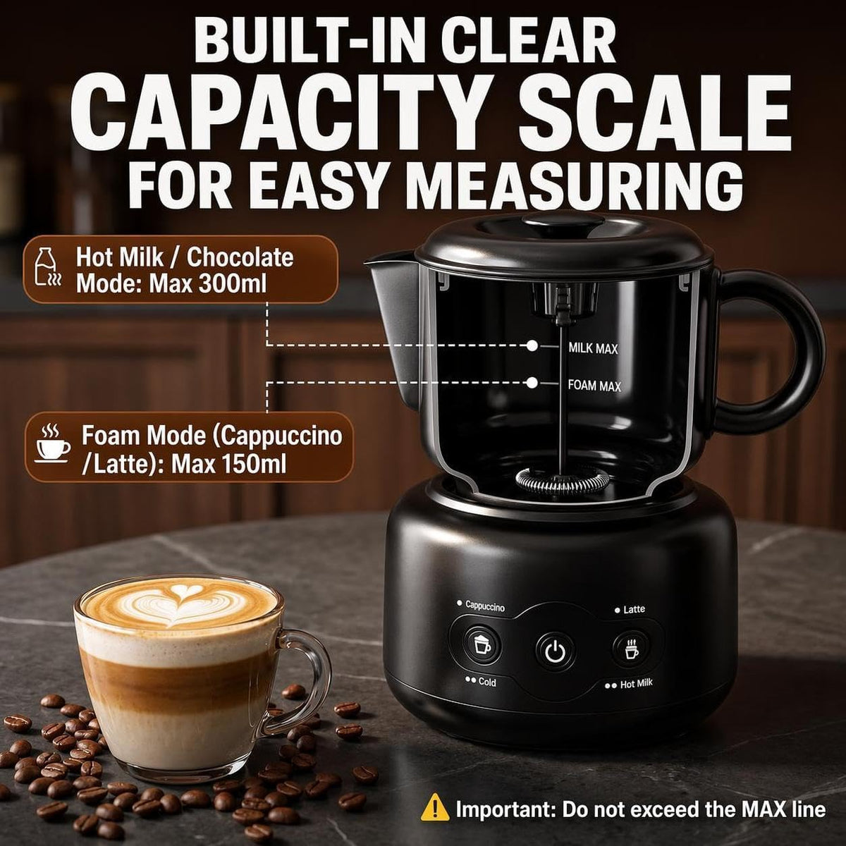 Electric Milk Frother and Warmer with Latte Art Spout