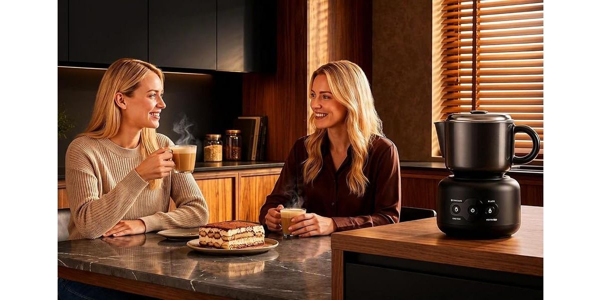 Electric Milk Frother and Warmer with Latte Art Spout
