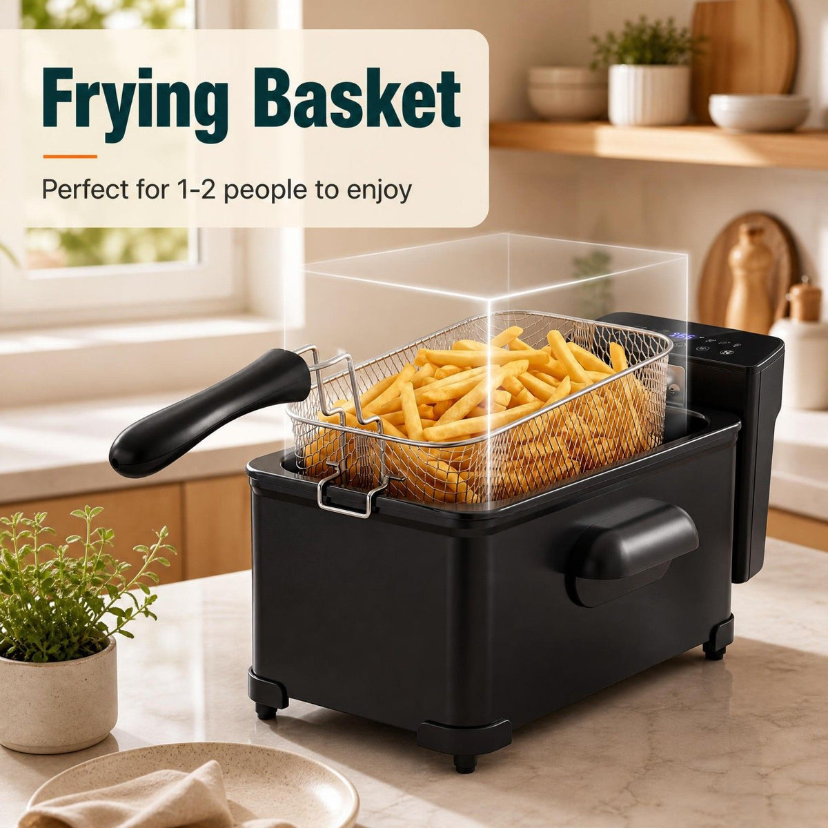 1700W Electric Deep Fryer with 3.2-Quart Basket and Viewing Window