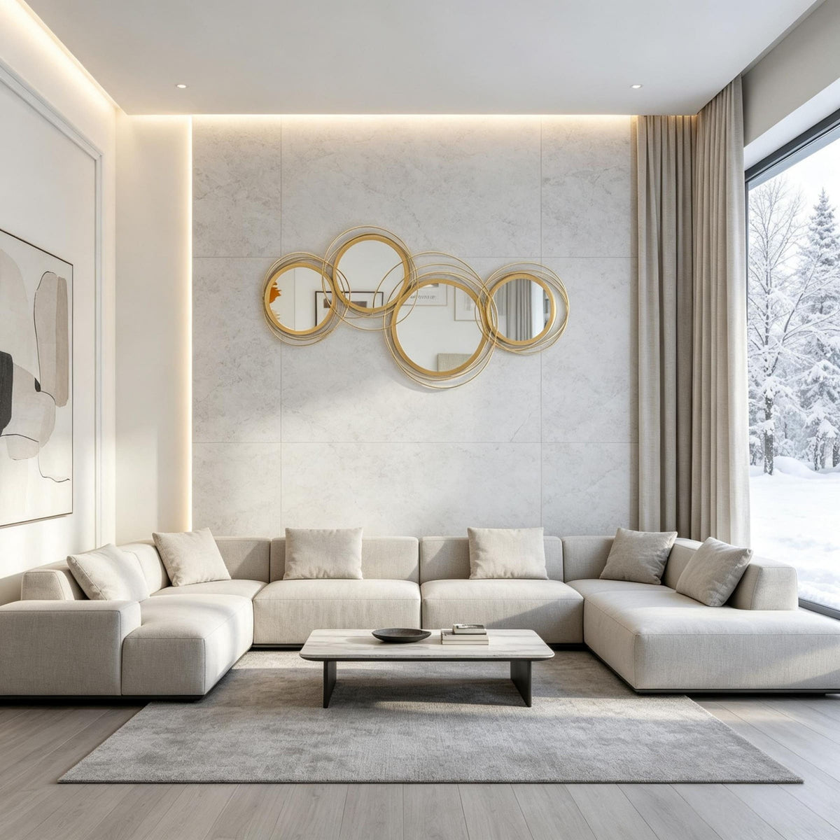 YOSIMFUR Modern Multi Circle Art Wall Mirror DJYC-T3971P585284