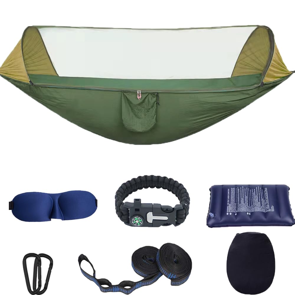 ITOPFOX Nylon Camping Hammock with Mosquito Net and Tree Straps