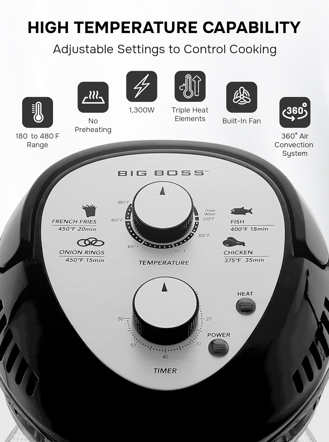 Big Boss 16-Quart Black Air Fryer