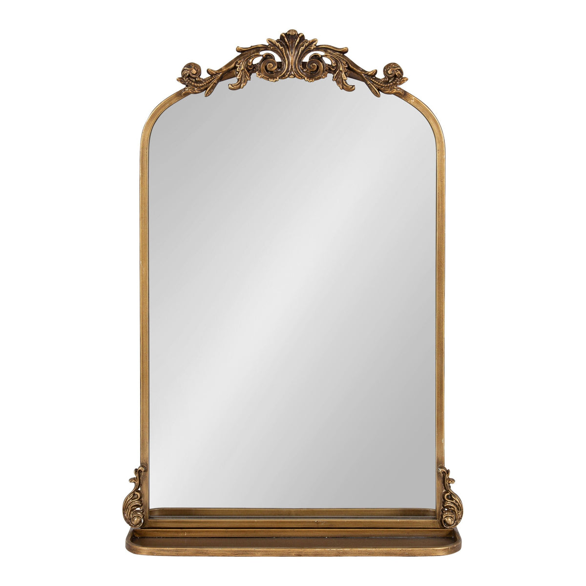Kate and Laurel Gold Framed Wall Mirror with Shelf