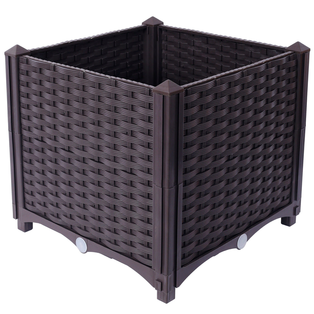 Brown Plastic Self-Watering Raised Garden Bed Planter Box